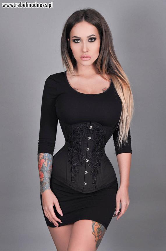 EUDOLAH Corset Femme Gothique En Cuir Et Dentelle – Serre-Taille Sexy Noir Grande Taille – Robe De Soirée Bustier
