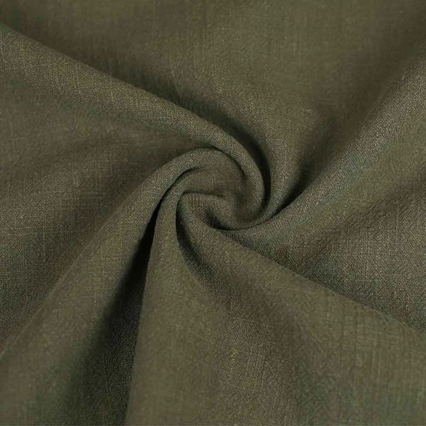 Tissu Celona lin et coton texturé - kaki | Tissu pour couture d'habits en fibres naturelles