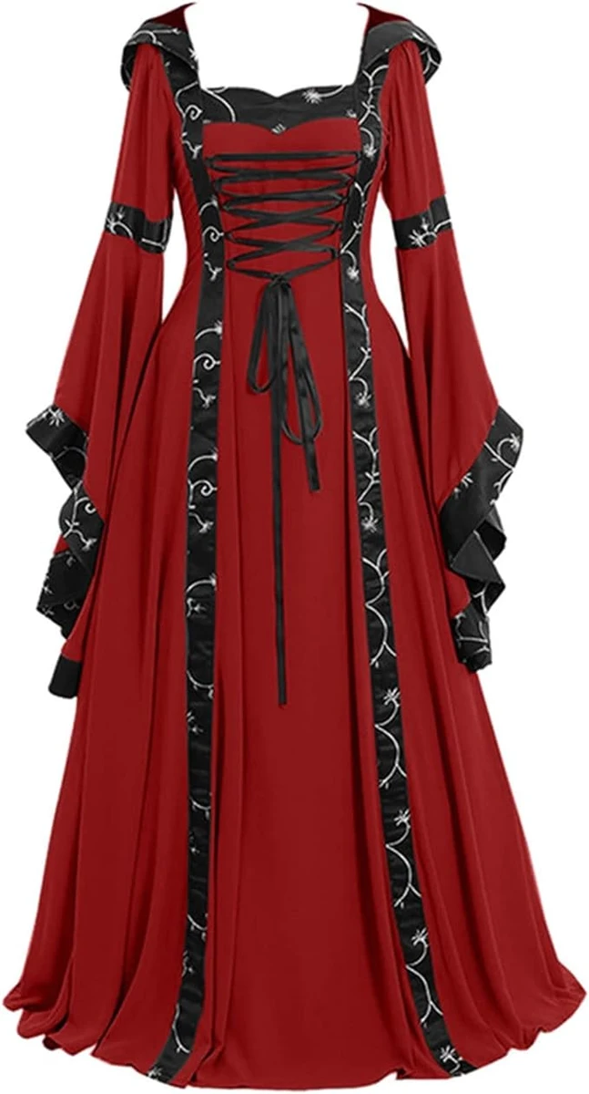 Susenstone Robe Corset Renaissance Robe Traditionnelle Irlandaise pour Femmes sur l'épaule Chemise Robe Victorienne Robe de Bal