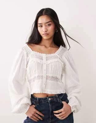 Nobody's Child - Lola - Top d'ensemble avec empiècements en dentelle - Blanc