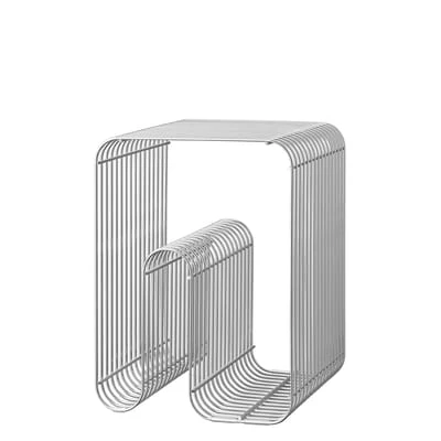 Tabouret Curva AYTM / Table d'appoint - Argent - Métal | Made In Design