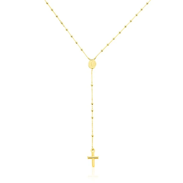 Collier Evelina Croix Maille Boule Or Jaune