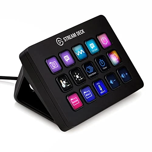 Elgato Stream Deck MK.2 – Contrôleur de studio, 15 touches macro, déclenchement d’actions dans les applications et les logiciels comme OBS, Twitch, ​YouTube et d’autres, compatible Mac et PC