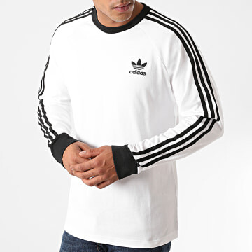 adidas - Tee Shirt Manches Longues A Bandes 3 Stripes GN3477 Blanc - LaBoutiqueOfficielle.com