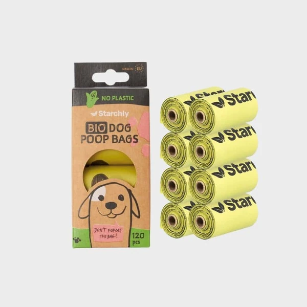 💩 BOITE DE 8 ROULEAUX DE SACS À DÉJECTIONS COMPOSTABLES POUR CHIEN (120 SACS) - 5 COULEURS DISPOS
