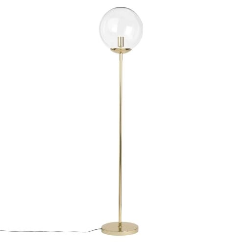 Lampadaire en métal doré et globe en verre H152 Zirma | Maisons du