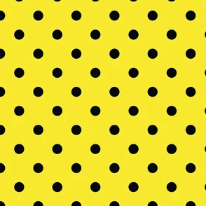 Yellow With Black Polka Dots - Large Fabric | Spoonflower