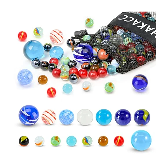HAKACC Billes en Verre Bariolées, Billes de 680 g, Billes en Verre, Jeu de Billes pour Enfants, Jouet en Verre Décoratif, Machine de Jeu, Décoration de Plantes