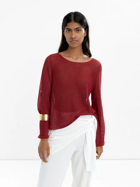 Pull en maille Bordeaux | Parfois France