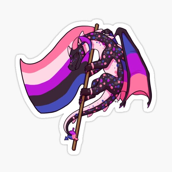 Genderfluid Pride Flag Dragon (3e édition) | Sticker