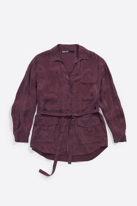Chemise fluide ceinture bordeaux