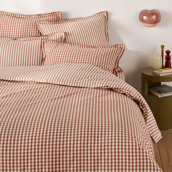 Housse de couette coton seersucker Cottage caramel