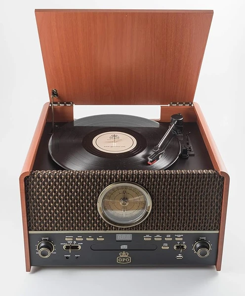 GPO Chesterton Record Player, CD Player, USB, FM Radio, Cassette Player, AUX IN, Built-in Speakers