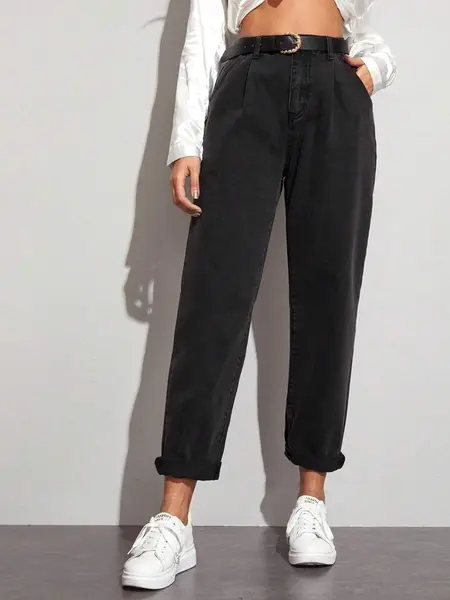 SHEIN Essnce Jean Mom Taille Haute (Sans Ceinture)