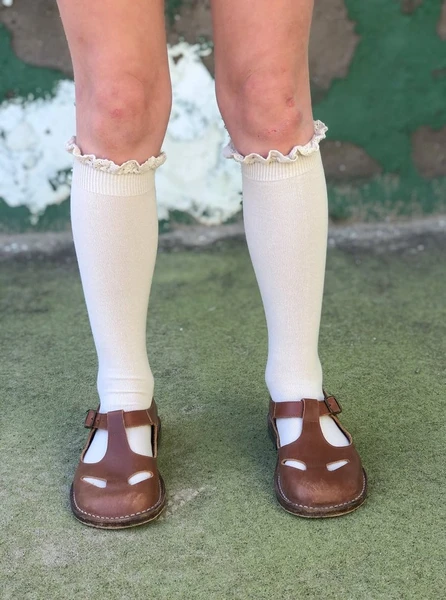 Chaussettes Hautes Volantées - Couleur Lin