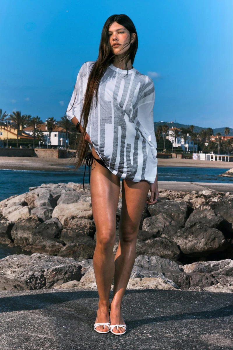 wide oversized printed t-shirt - White - Energy | Weekday EU