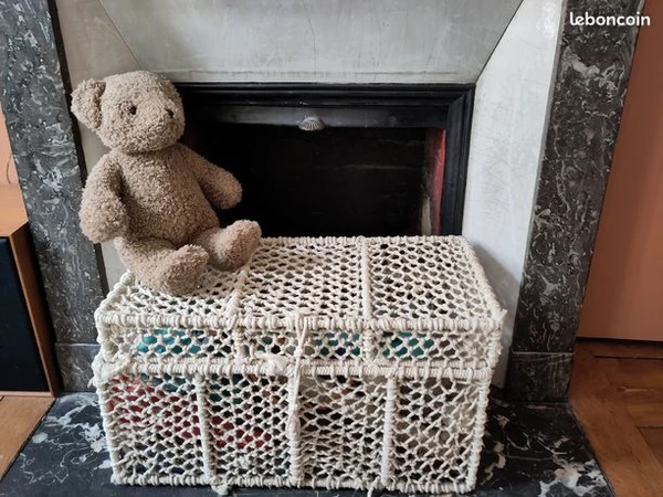 Coffre jouets macramé