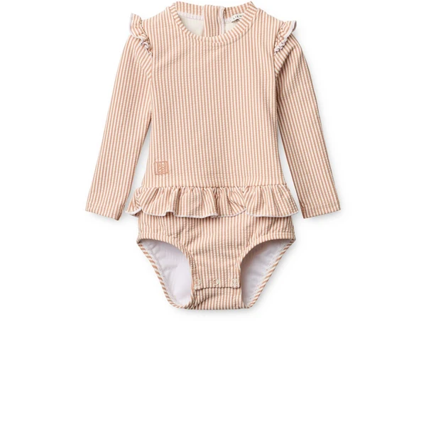 Maillot de bain bébé en tissu gaufré SILLE - Y/D stripe Pale tuscany / Creme de la creme
