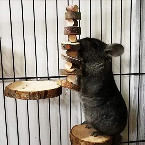 JINGLAN Lot de 2 Jouets à mâcher en Bois de Pommier Bio Naturel pour Petits Animaux Convient pour Lapins, Chinchilla, cochons d'Inde, Hamsters