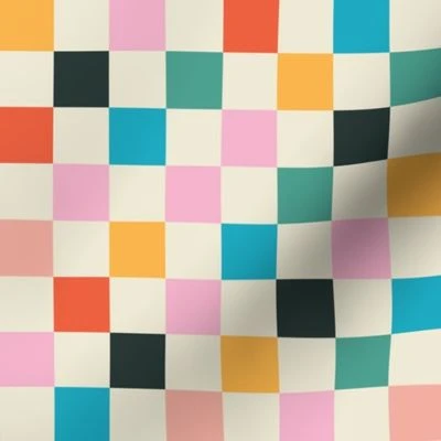 Bright Mid-Century Checks (small scale) Fabric | Spoonflower