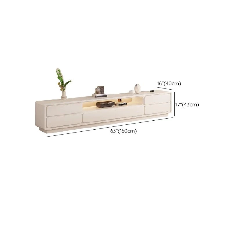 Meuble TV en bois à la mode avec 6 tiroirs et rangement ouvert pour la maison - L 160 x l 40 x H 43 cm