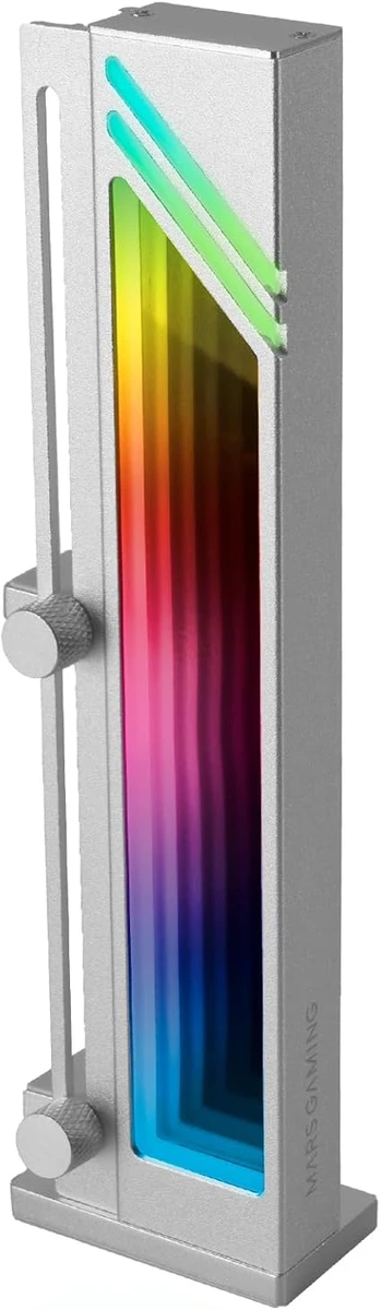 Mars Gaming MCA-GCB, Support de Carte Graphique, ARGB Infinity Mirror Illumination, ARGB Sync GPU Holder, Base Magnétique Antidérapante, Compatibilité Universelle, Gris Argenté