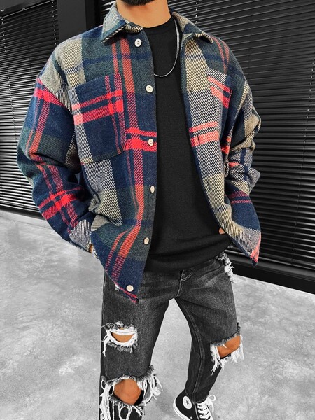 Kariertes Oversize Hemd in Rot