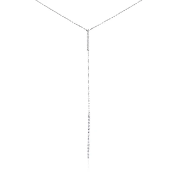 Collier De Dos Ou Sautoir Argent Blanc Indigo Oxyde De Zirconium