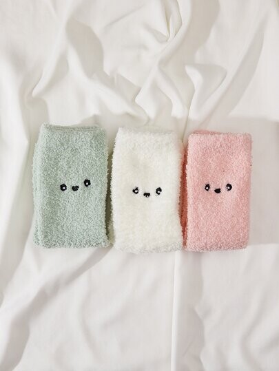 3 paires Chaussettes avec broderie