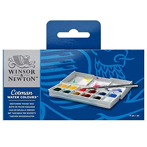 Winsor &amp; Newton Cotman Boîte De Peinture Aquarelle En Plastique Avec 12 1/2 Godets "Sketcher"