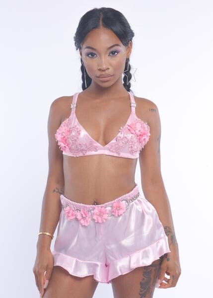 Short Rose Pink Silky Cutie Pie Shorts