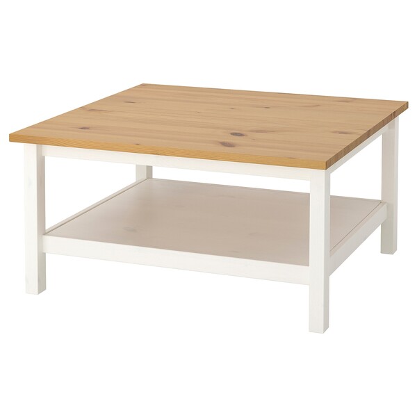 HEMNES Table basse - teinté blanc/brun clair 90x90 cm