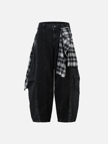 Aelfric Eden Plaid Baggy Barrel Jeans