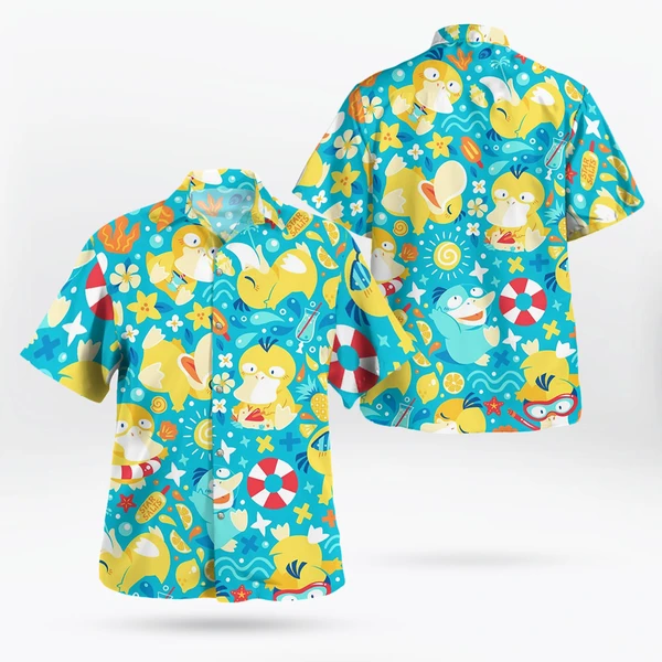Psyduck Hawaiian Shirt - Men's Psyduck Button Up Shirt