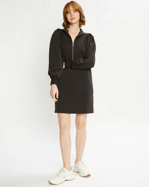 Robe Pull en Coton Bio mélangé zippée anthracite