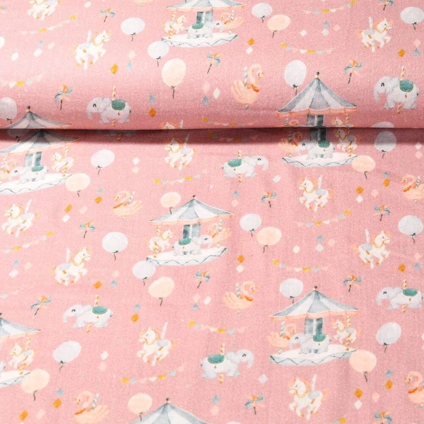 Mousseline de coton bio - cirque vieux rose lisse