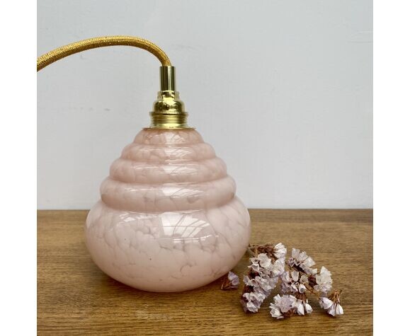 Baladeuse tulipe vintage en verre de Clichy rose | Selency