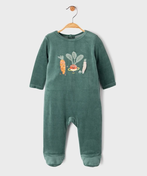 Pyjama en velours avec motif fantaisie bébé