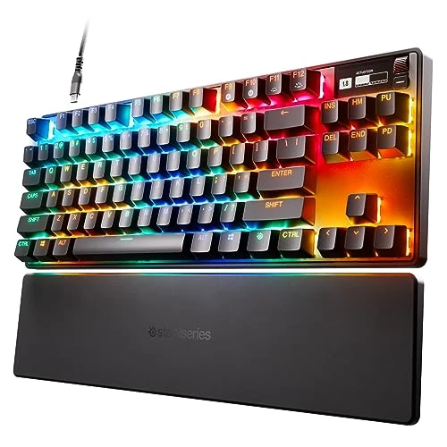 SteelSeries Clavier HyperMagnetic gaming Apex Pro TKL - Clavier le plus rapide - Actionnement ajustable - Format sans pavé numérique adapté à l’esport - RVB - USB-C - Édition 2023 - Français AZERTY