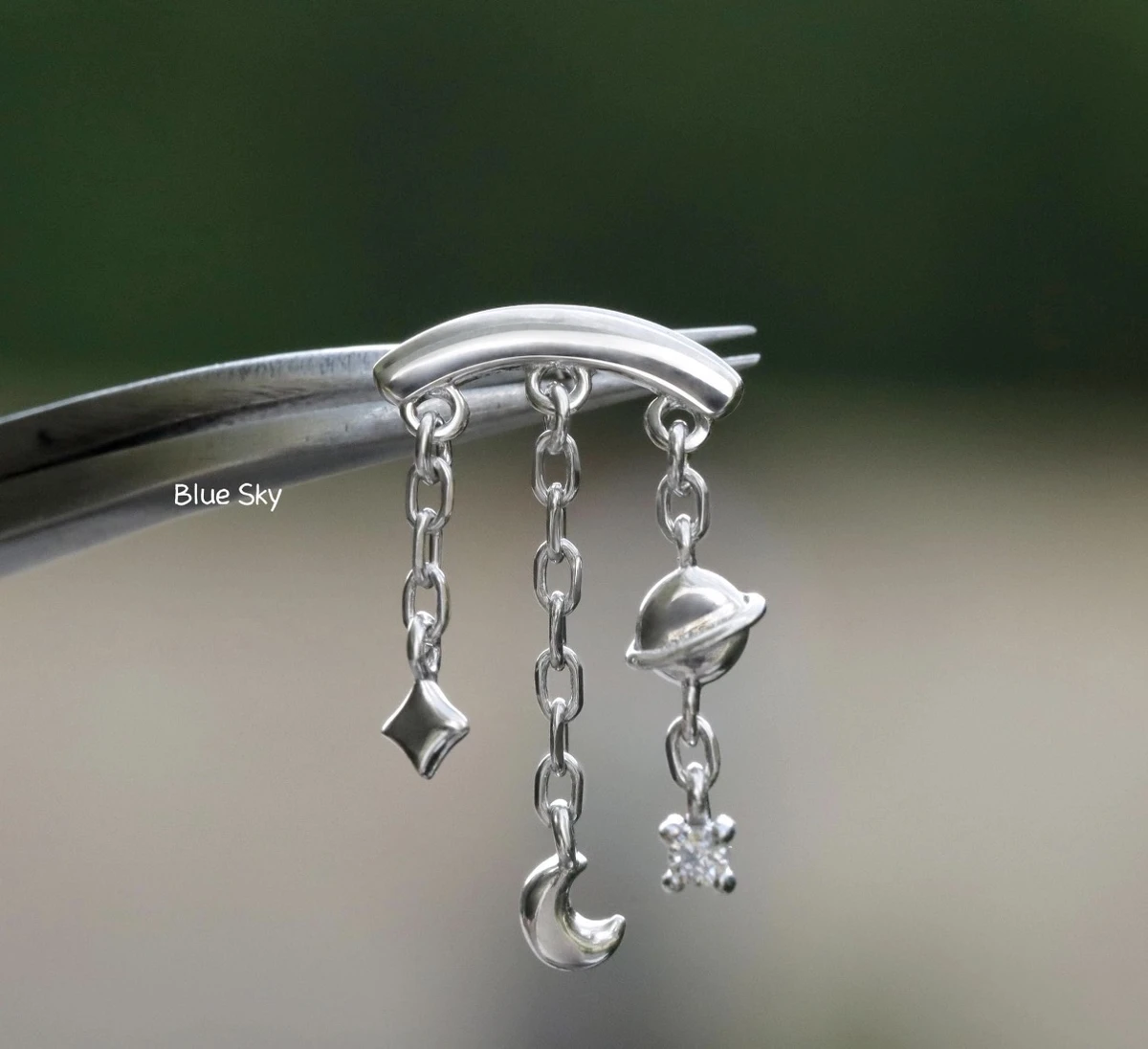 Boucle d'oreille chaîne hélice cachée planète/boucle d'oreille pendante lune/boucle d'oreille avec punaises hélice/boucle d'oreille hélice cartilage sans fil/goujon hélice plat