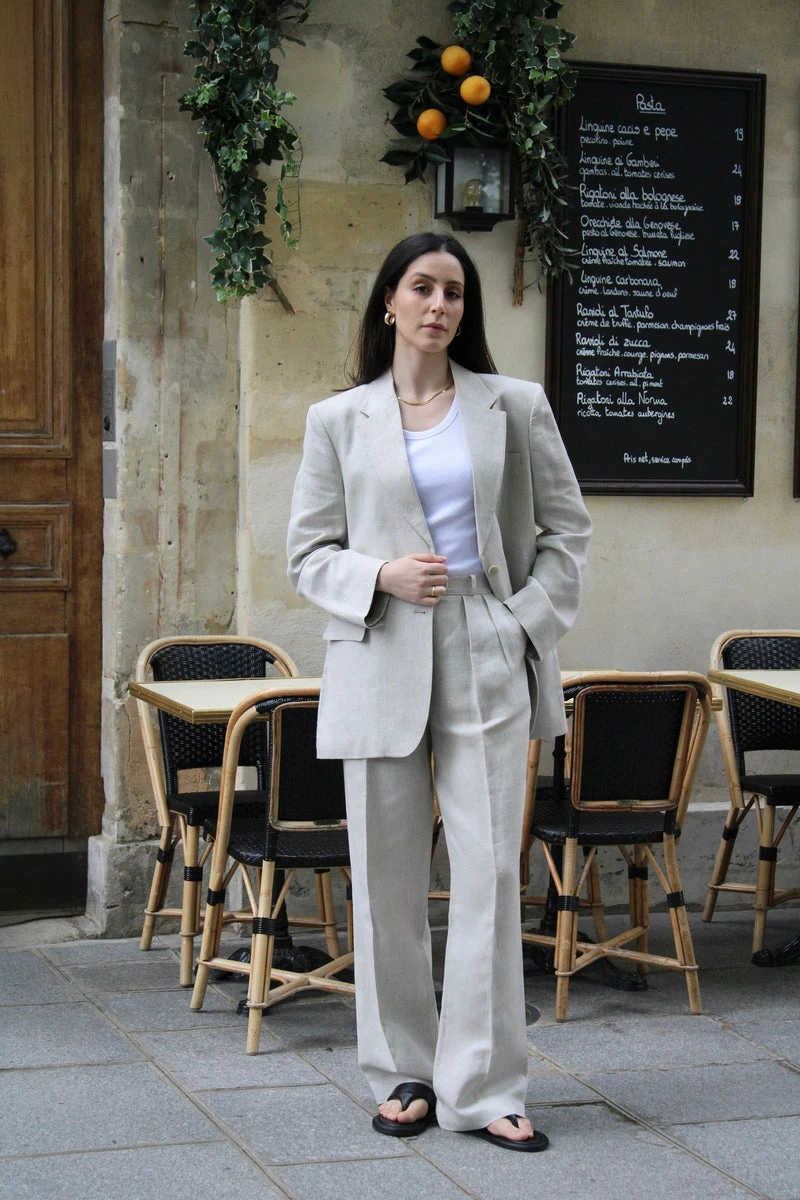 Blazer Bianca en lin beige