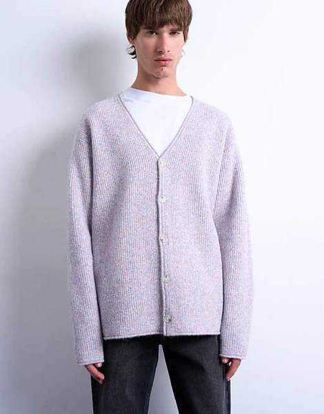 Topman - Gilet oversize en maille torsadée - Lilas