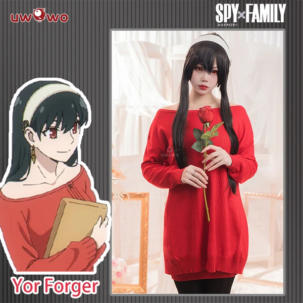 Uwowo Plus Size Anime Spy x Family: Yor Forger Sweater Yor Forger Dress Christmas Cosplay Costume Casual Red Sweater