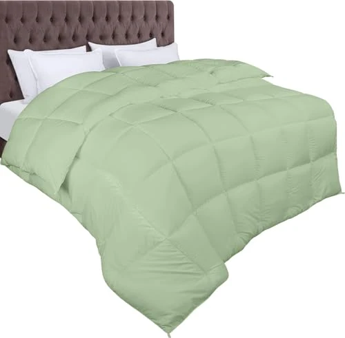 Utopia Bedding Couette 200x200 cm, Couette Chaud 370 GSM, pour lit 2 Personne, Couverture Vert Sauge avec Onglets d'angle (Vert Sauge)