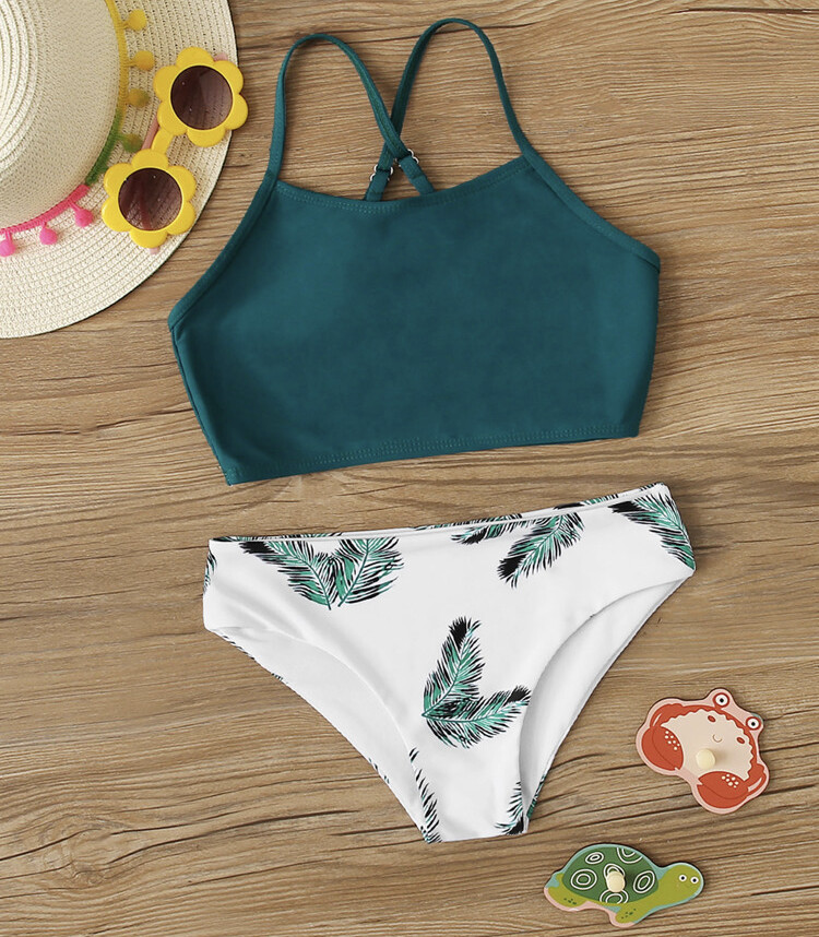 Bikini croisé à imprimé tropical