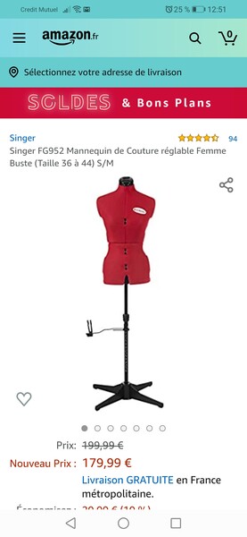 Manequin de couture réglable 