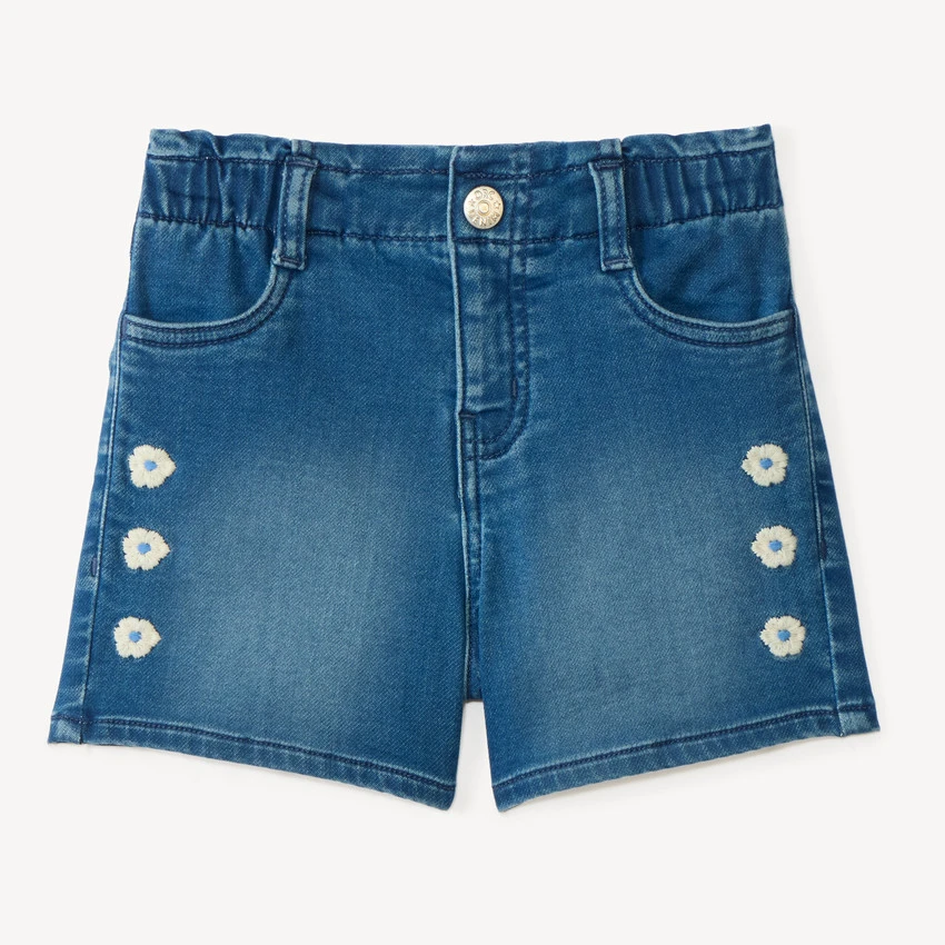 Short en jean avec broderie fleur pour fille | Orchestra