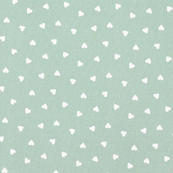 Popeline de coton bio Cœurs éparpillés – roseau