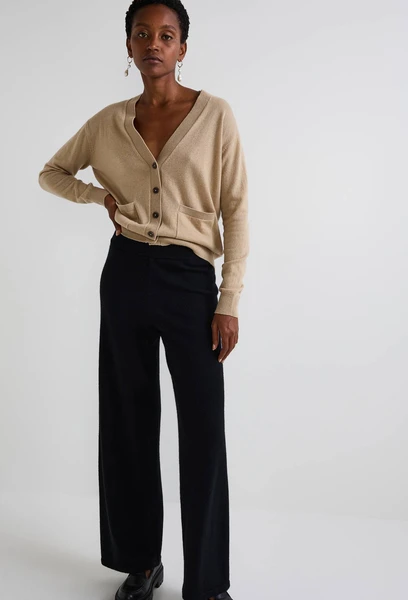 Pantalon large uni en cachemire