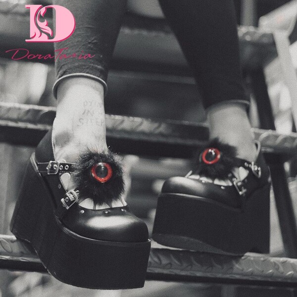 Brand New Ladies Lolita Mary Janes Platform Pumps Fashion Buckle Wedges High Heels Women's Pumps Sweet Gothic Punk Shoes Woman